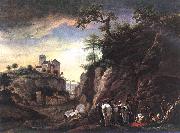 WOUWERMAN, Philips, Rocky Landscape with resting Travellers qr